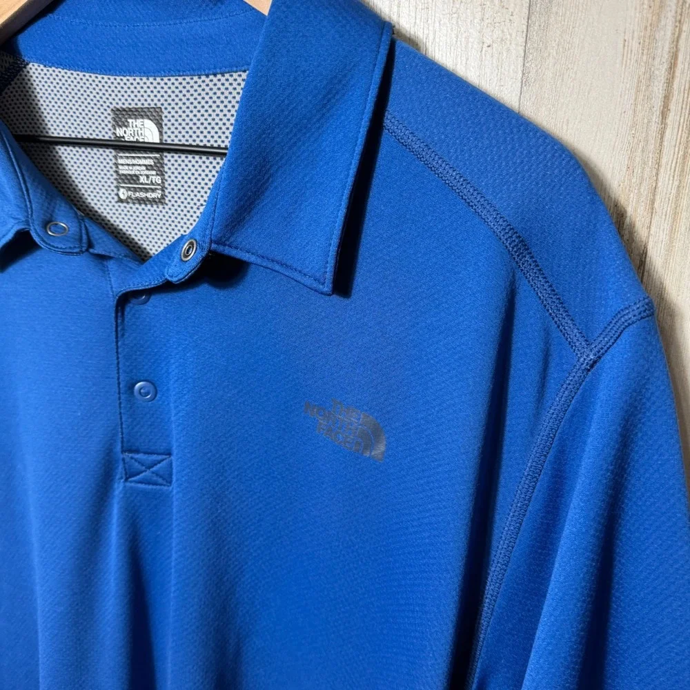 The North Face Flash Dry Short Sleeve Polo Shirt Bright Blue New Mens XL